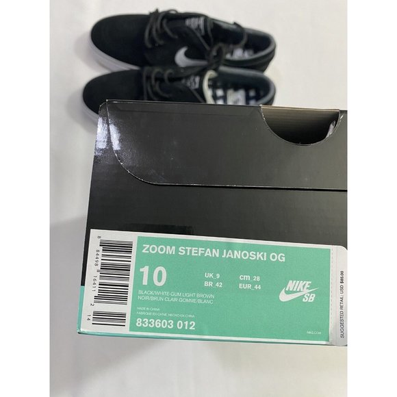 New Mens Size 10 Black White Nike SB Zoom Stefan Janoski OG Skate Shoes main image 6